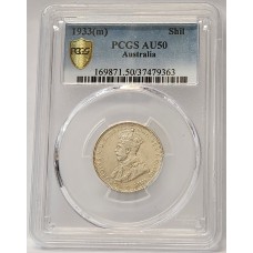 AUSTRALIA 1933 . ONE 1 SHILLING . PCGS AU50